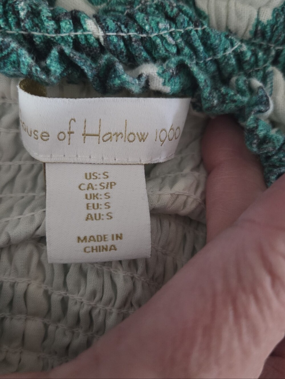 House of Harlow 1960 Green & White Strapless Patterned Dress Size Small REVOLVE - Picture 2 of 10
